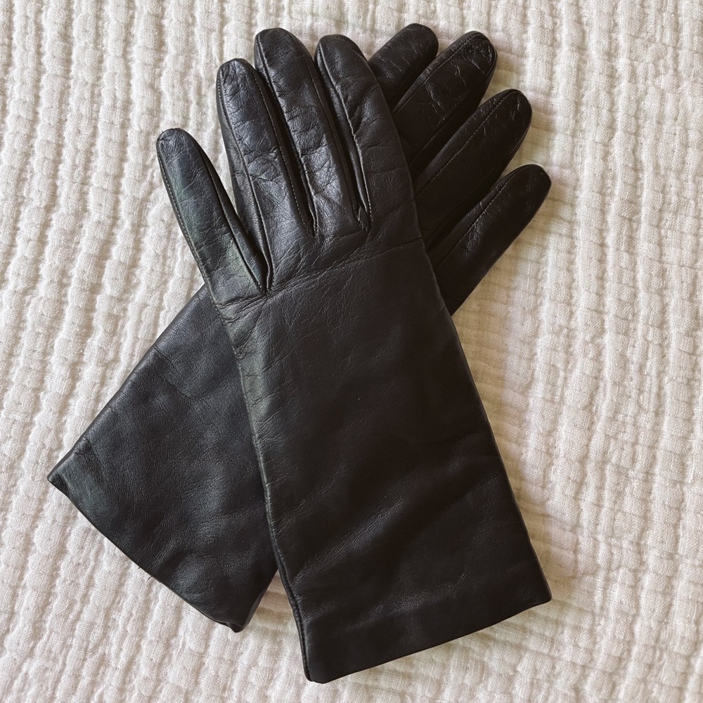 Cashmere Lined Black Leather Gloves